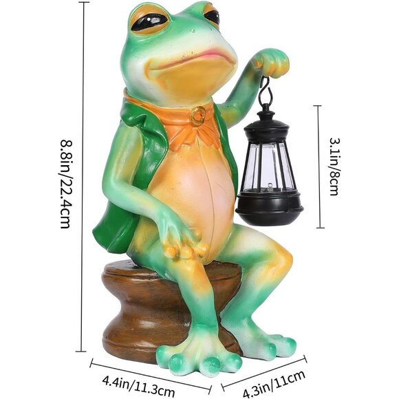 8.8Inch Tall Resin Solar Frog Garden Statue Handheld Light for Unique Balcony - Picture 3 of 6